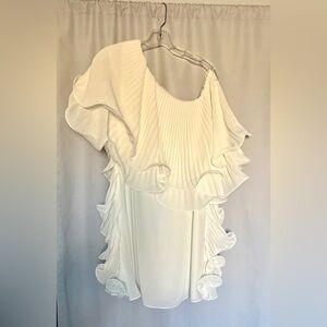 Badgley Mischka brand asymmetrical off white dress size 0